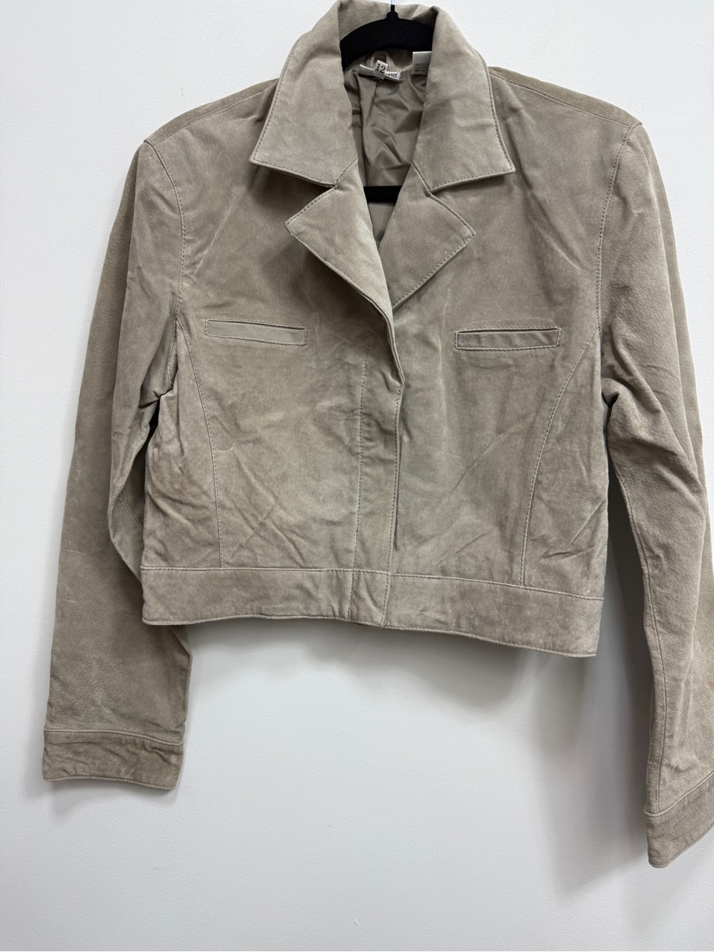 Newport News Suede Cropped Jacket in Taupe